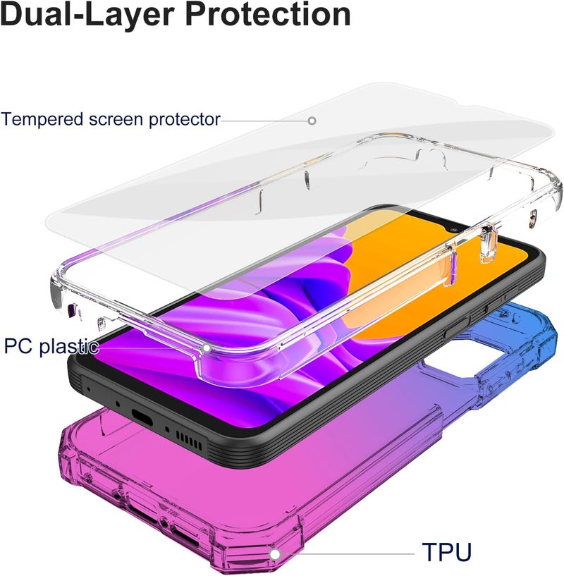 Ailiber حافظة لجهاز Galaxy XCover 7 Pro، مع واقي شاشة، حافظة هاتف Samsung X Cover7 Pro، حماية مزدوجة، زوايا مقاومة للصدمات، حافة TPU رفيعة، غلاف هاتف سيليكون أزرق وردي - Image 3
